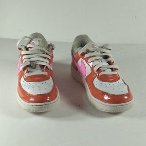 Used, kids' AF1 Orange and Pink Size 13C Girls Sneakers.